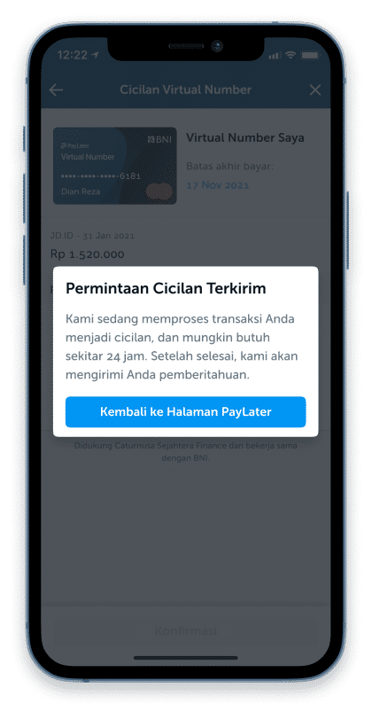 cicilan konfirmasi